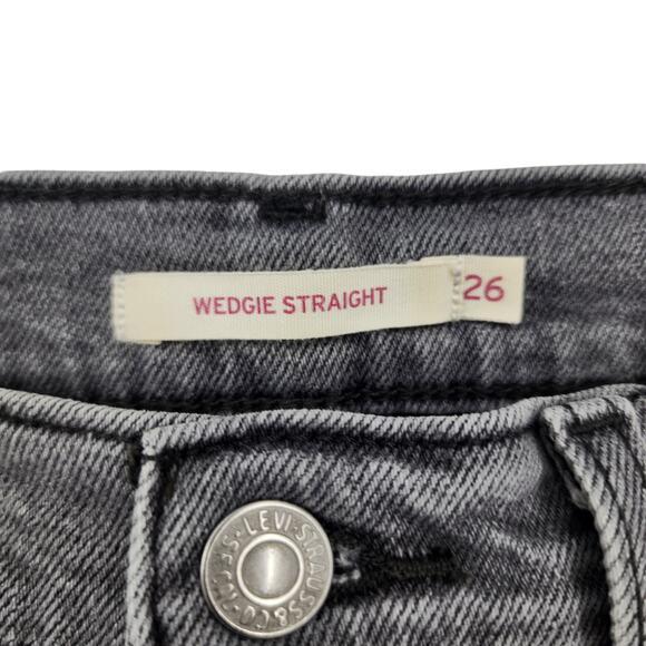Levi's Women's Button Fly High Rise Wedgie Straight Gray Ankle Jeans Size 26 - Picture 3 of 10